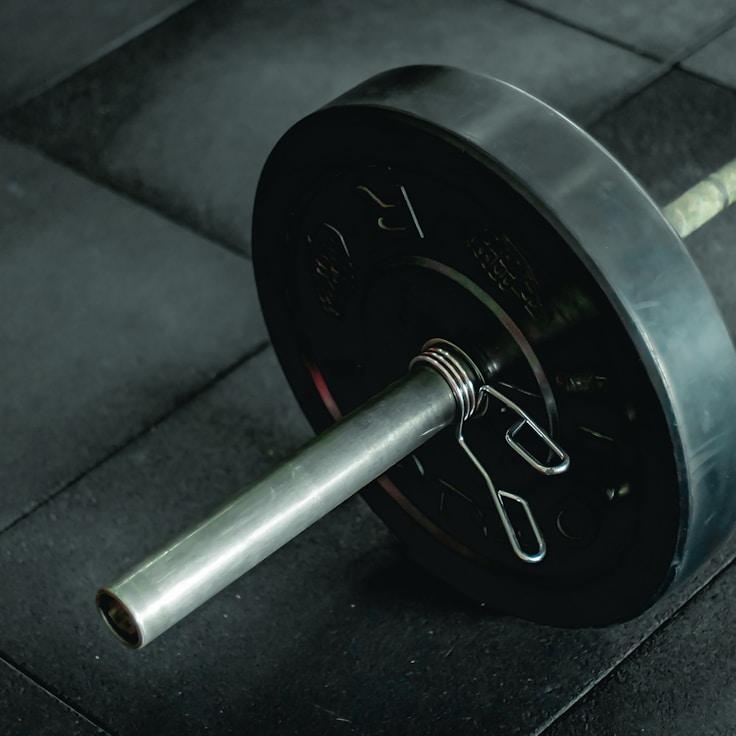 Weight training area with free weights and machines